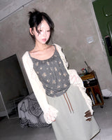 (2color) Ditsy Flower Lace Shirring Sleeveless Top