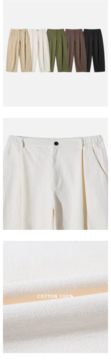 One-tuck cotton wide pants