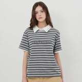STRIPE LOGO T-SHIRT [GRAY]