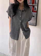 #Rico Check Roll Up Short Sleeve Shirt (3color)