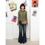 Printed deadwood print fur-collared cardigan