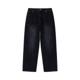 DIAGONAL CUT DENIM PANTS
 - BLACK