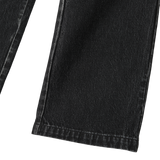 Grain Curved Seam Washed Denim Pants - BLACK