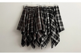 Hial Hem Unbalanced Line Check Banding Skirt