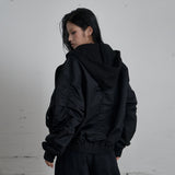 C TWO-WAY HOOD SHIRRING MA-1_BLACK