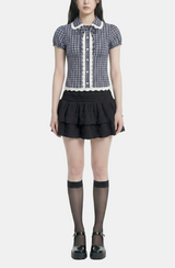 Eira Lace Check Blouse
