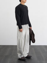 Slub damaged crop long sleeves 3color