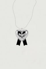 [925SILVER] ADORN HEART RIBBON NECKLACE