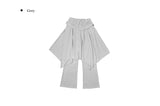 26SS★ [MADE/Skirt+Pants SET] Forin Bootcut Pants Unbalance Shirring Flare Layered Skirt