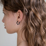 Onyx and crystal mini hoop earring
