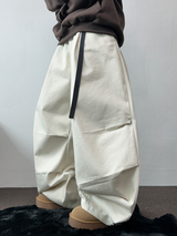 TWO PINTUCK RIVET BELT BALLOON LONG PANTS 🤎🖤💙3COLOR