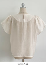 Muse Round Neck Shirred Tulip Blouse