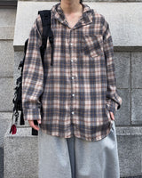 Kits hoodie check shirt (Navy)
