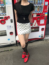 フレンチ グロウ ドット サテン ミニ スカート