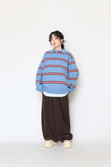 Colored striped collar knitwear
