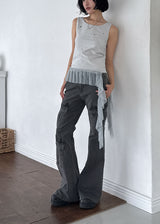 EYELET FRILL SLEEVELESS