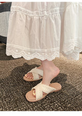 Cross Weave Open-Toe Strap Sandals