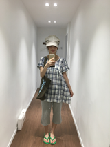Dottie check short-sleeve blouse (3color)