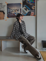 ファイングエンボウォッシングワイドデニムパンツ