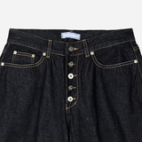 Button Curved Denim Pants