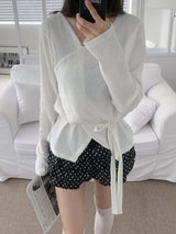 Lauren Ribbed Strap Long Sleeve Wrap (4 Colors)