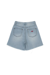 RED HEART LOGO DENIM SHORTS