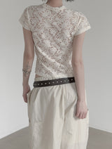 Floral Punching Lace Short Sleeve Tee