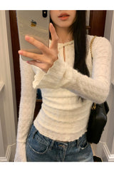 Daisy lace cuffs long-sleeved t-shirt