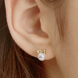 dainty ribbon pearl earring