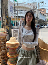 Item Span off shoulder long sleeve tee