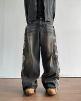 Destroyed Camouflage Denim Pants