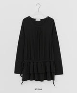 ポルペンフリルラウンドロングスリーブTシャツ