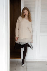 Tutu shirring skirt_ivory