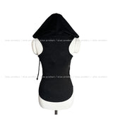 Hairy V-neck hood sleeveless