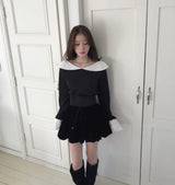 repel velvet full-banding pleated skirt