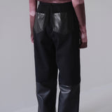 fake leather switching pants