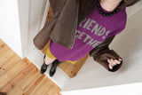  Friends Together Patchwork T Shirt - Purple (Loose Type)