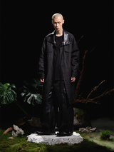 RELABEL 24AW Butterfly - Rest Leather Collar Denim Patchwork Lining Detachable Single Wear Multi-Pocket Windbreaker Cotton Jacket