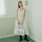 Lace Layered Sleeveless Long Dress _ White
