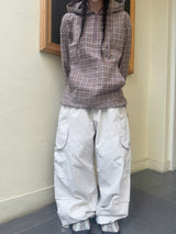 Unisex Creamy nylon multi cargo pants