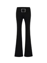 ベルト付きローライズセミブーツカットパンツ