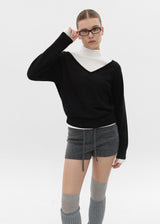 [B-BASIC] ワイドVネックニット (50% Wool)