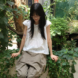 ドレンビンテージパンチングパフショートスリーブブラウス