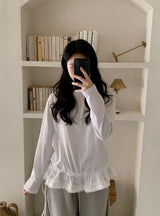 WT レースフリルレイヤードロングスリーブTシャツ (2color)