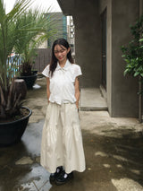 Slit Cotton Shirring Long Skirt (2c)