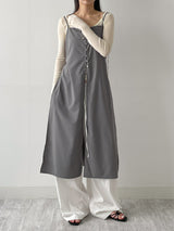 Dot Deep Slit Layered Bustier Long One Piece