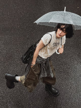 Bulky pintuck cargo Bermuda pants