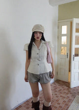 LINEN MOOD NEWSBOY CAP (BEIGE, CHARCOAL 2COLORS!)