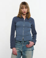 Ribbed Slim Zip-up _ BLUE