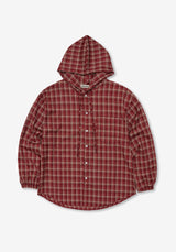 [SEMADE] City Check Overfit Hoody Shirts